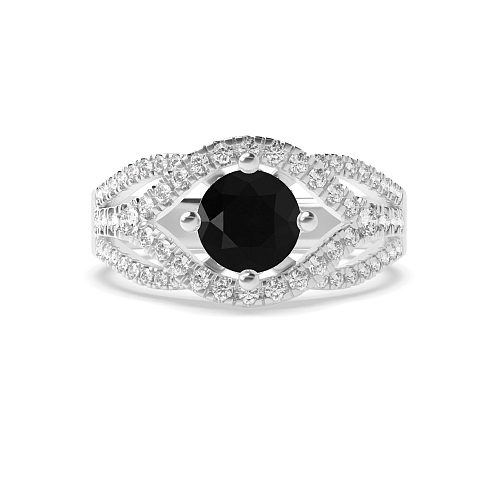4 Prong Round Harmony Black Diamond Engagement Rings