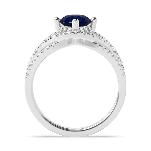 4 Prong Round Harmony Blue Sapphire Engagement Rings