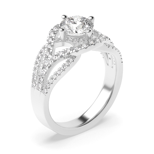4 Prong Round Harmony Side Stone Engagement Rings