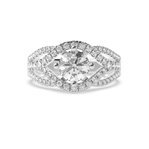 4 Prong Round Moissanite Halo Diamond Ring