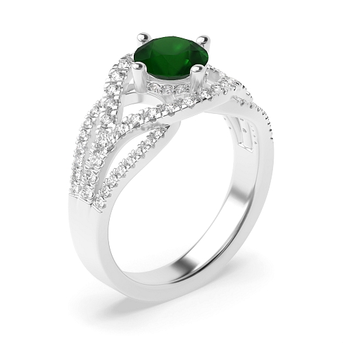 4 Prong Round Harmony Emerald Engagement Rings