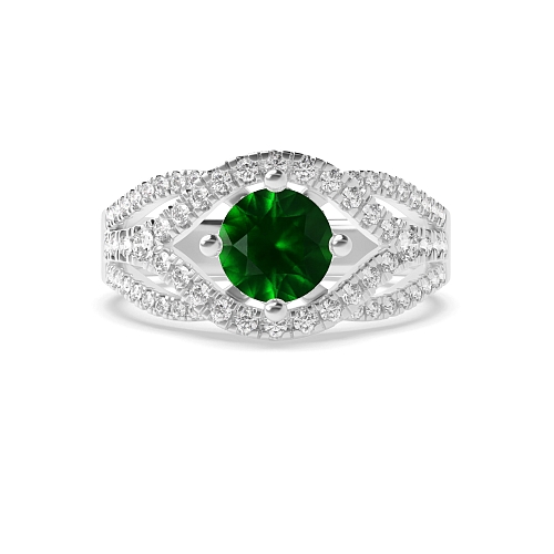 4 Prong Round Harmony Emerald Engagement Rings