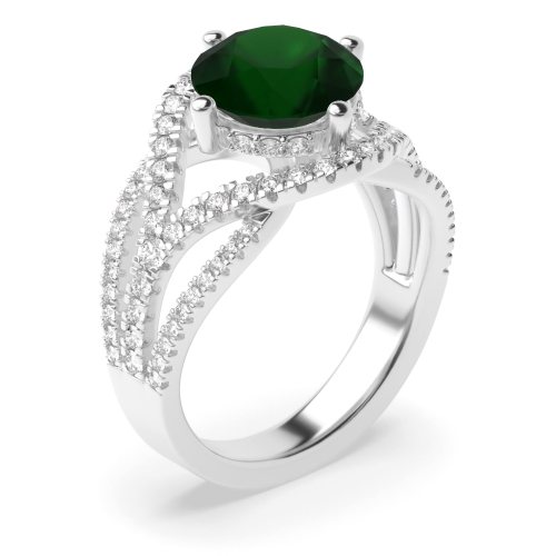 4 Prong Round Harmony Emerald Unique Engagement Rings