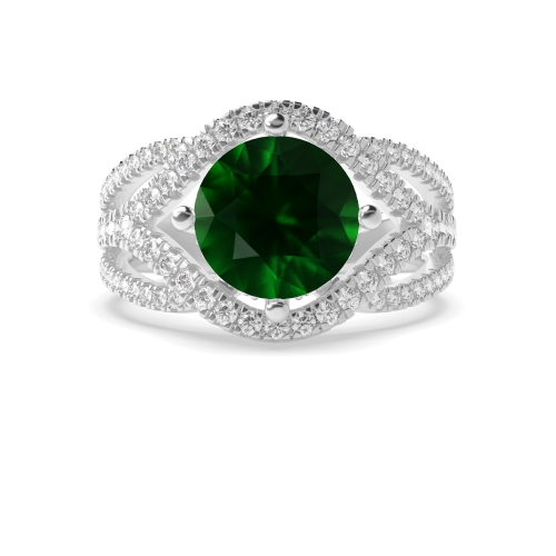 4 Prong Round Harmony Emerald Unique Engagement Rings