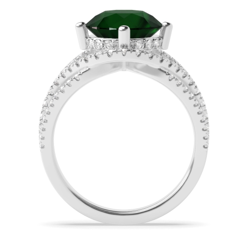 4 Prong Round Harmony Emerald Unique Engagement Rings