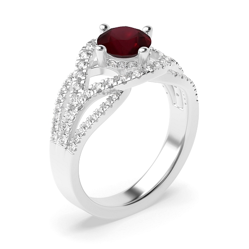 4 Prong Round Harmony Ruby Engagement Rings