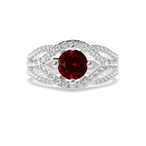 4 Prong Round Harmony Ruby Engagement Rings