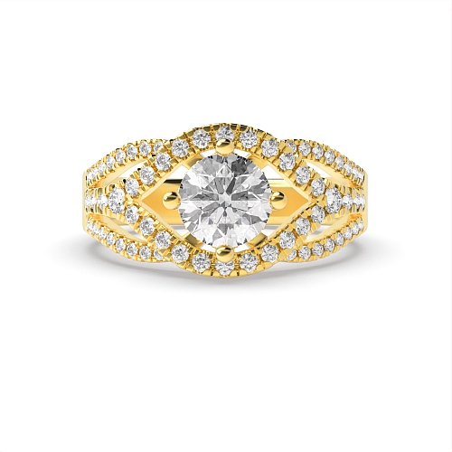 4 Prong Round Yellow Gold Harmony Engagement Rings