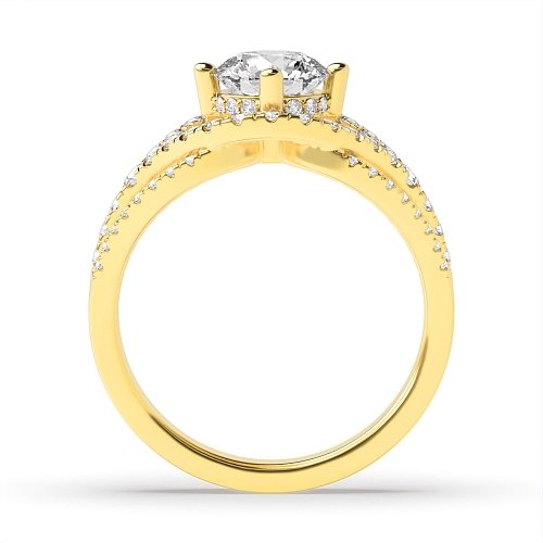 4 Prong Round Yellow Gold Harmony Engagement Rings
