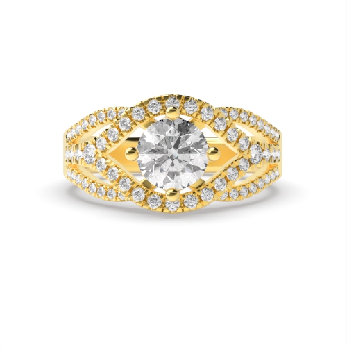 4 Prong Round Yellow Gold Harmony Unique Engagement Rings