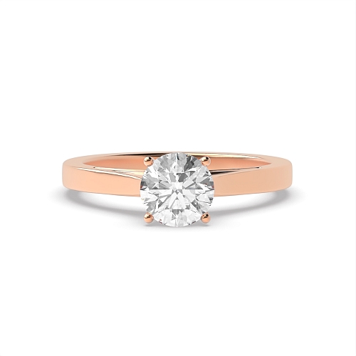 4 Prong Round Rose Gold Diamond set bridge Solitaire Engagement Rings