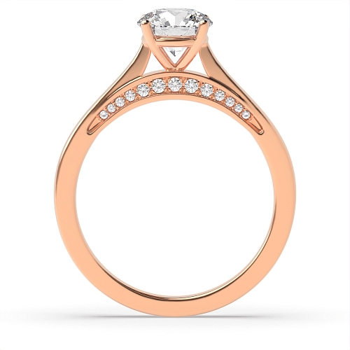 4 Prong Round Rose Gold Diamond set bridge Solitaire Engagement Rings