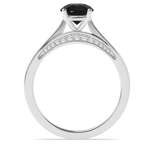 4 Prong Round set bridge Black Diamond Solitaire Engagement Rings