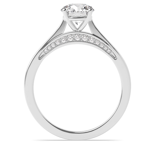 4 Prong Round set bridge Lab Grown Diamond Engagement Rings