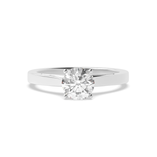 4 Prong Round Diamond Set Bridge Solitaire Engagement Ring