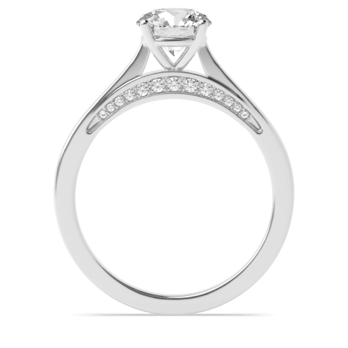 4 Prong Round Diamond Set Bridge Solitaire Engagement Ring