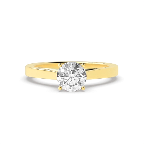 Round Yellow Gold Diamond set bridge Engagement Rings