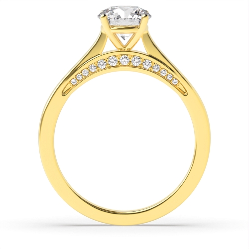 Round Yellow Gold Diamond set bridge Engagement Rings