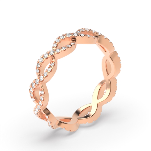 4 Prong Round Rose Gold Crossover Diamond Rings