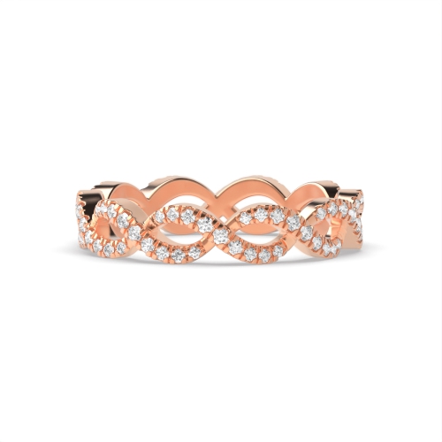 4 Prong Round Rose Gold Crossover Diamond Rings