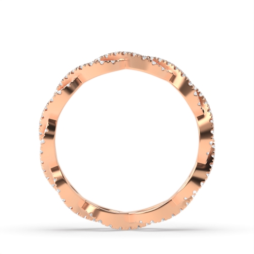 4 Prong Round Rose Gold Crossover Diamond Rings