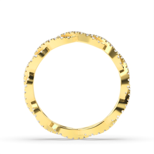 4 Prong Round Yellow Gold Crossover Diamond Rings