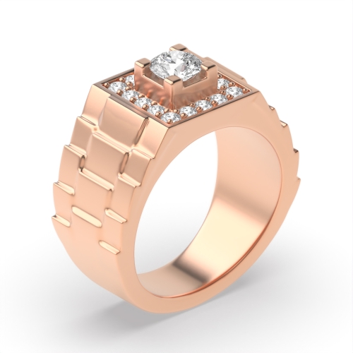 4 Prong Round Rose Gold Twilight optic Band Diamond Rings