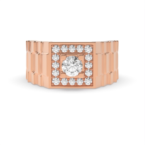4 Prong Round Rose Gold Twilight optic Band Diamond Rings