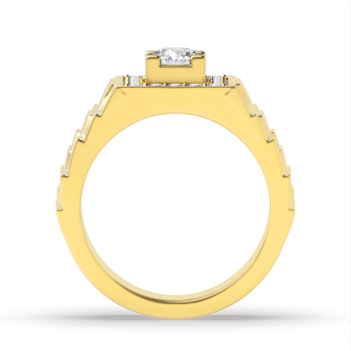 4 Prong Round Yellow Gold Twilight optic Band Diamond Rings