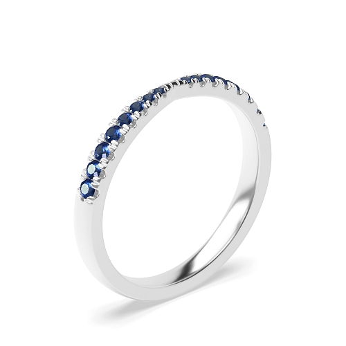 4 Prong Round Blue Sapphire Five Stone Diamond Ring