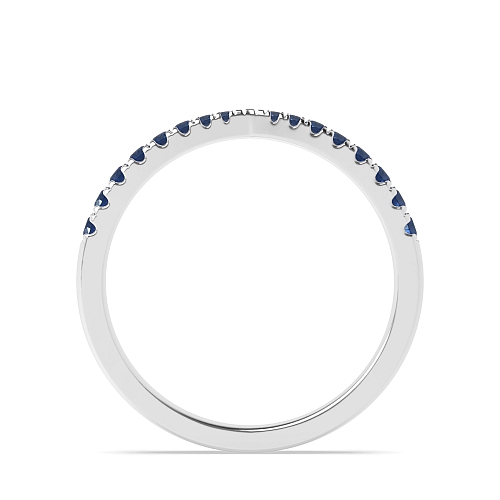 4 Prong Round Blue Sapphire Five Stone Diamond Ring