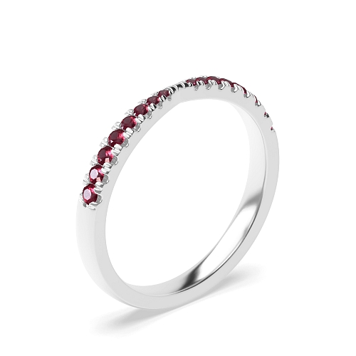 4 Prong Round Graduating Ruby Diamond Rings