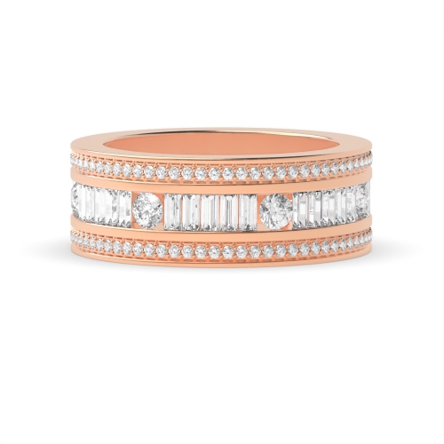 Channel Setting Round/Baguette Rose Gold Echo optic Eternity Diamond Rings