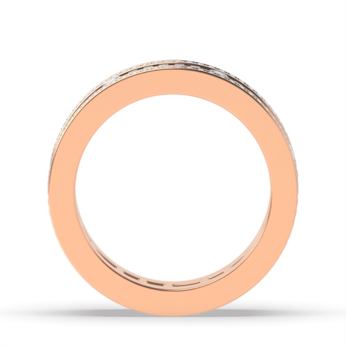 Channel Setting Round/Baguette Rose Gold Echo optic Eternity Diamond Rings