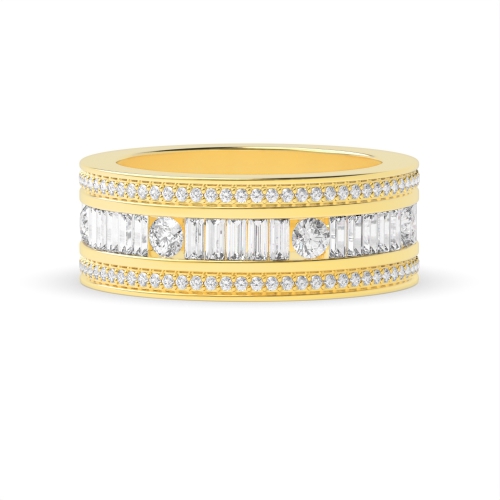 Channel Setting Round/Baguette Yellow Gold Echo optic Eternity Diamond Rings