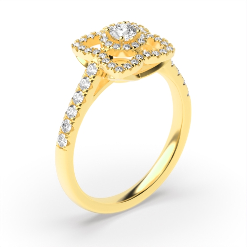 4 Prong Round Yellow Gold Vow Unique Engagement Rings