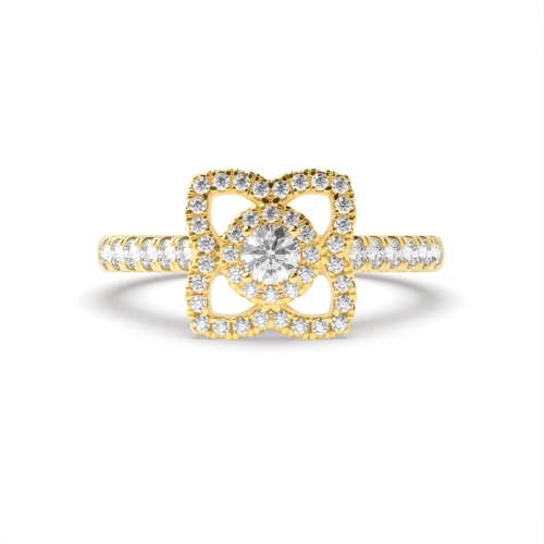 4 Prong Round Yellow Gold Vow Unique Engagement Rings