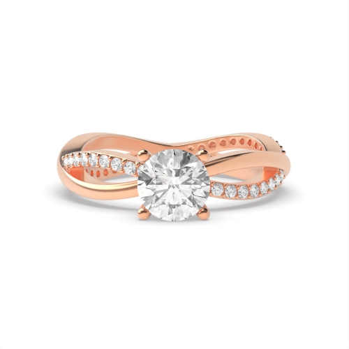 4 Prong Round Rose Gold Crossover Engagement Rings