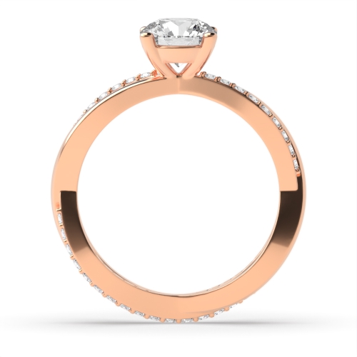 4 Prong Round Rose Gold Crossover Engagement Rings