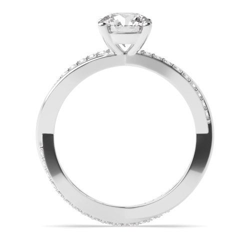 4 Prong Round Silver Crossover Engagement Rings