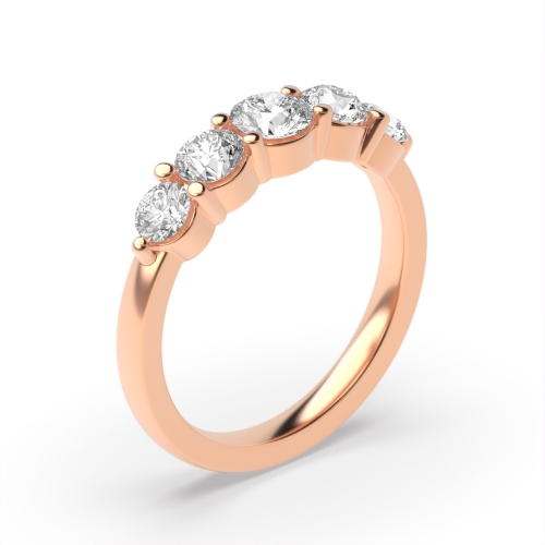 4 Prong Round Rose Gold Quintessence Five Stone Diamond Ring