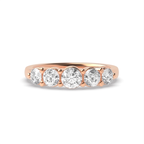 4 Prong Round Rose Gold Quintessence Five Stone Diamond Ring