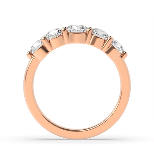 4 Prong Round Rose Gold Quintessence Five Stone Diamond Ring