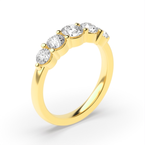 4 Prong Round Yellow Gold Quintessence Five Stone Diamond Ring