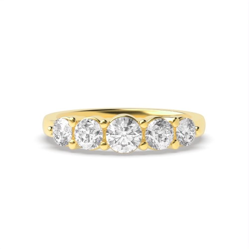 4 Prong Round Yellow Gold Quintessence Five Stone Diamond Ring