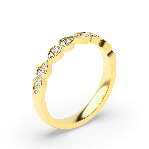 Pave Setting Round Yellow Gold Infinity Diamond Rings