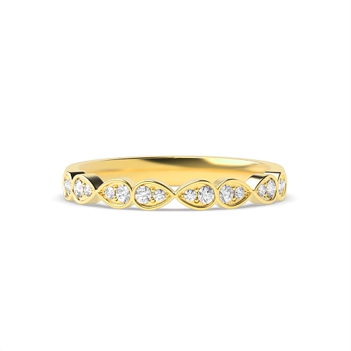 Pave Setting Round Yellow Gold Infinity Diamond Rings