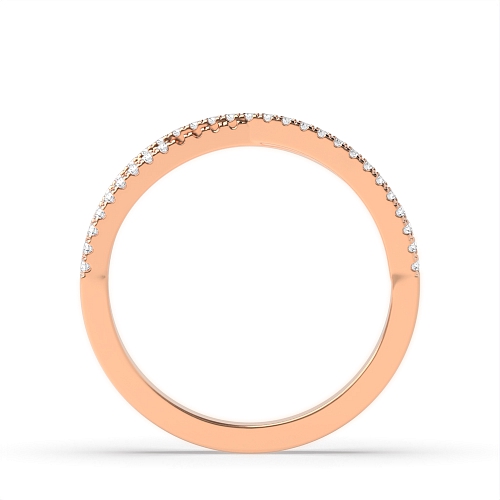 4 Prong Round Rose Gold 2 row crossover Diamond Rings