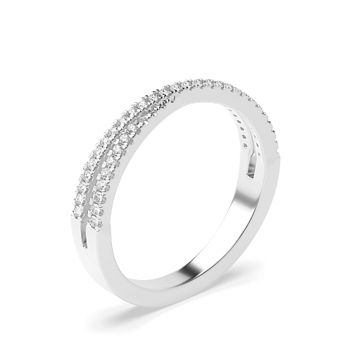 4 Prong Round Platinum 2 row crossover Diamond Rings