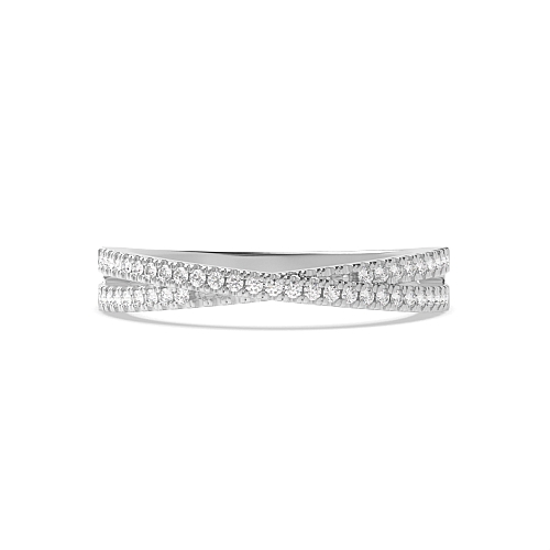 4 Prong Round Platinum 2 row crossover Diamond Rings